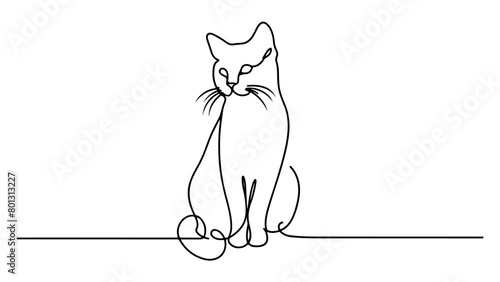 continuous line drawing of a cat
