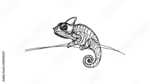 continuous line drawing of a chameleon