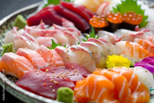 Various kind of Japanese sashimi , Japanese Food 