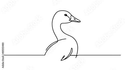 continuous line drawing of a realistic goose