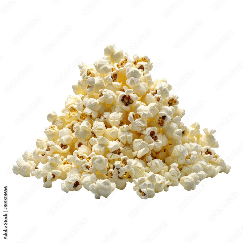 Popcorn pile isolated on transparent background