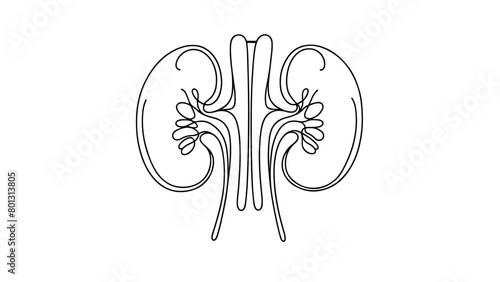 human kidneys one line drawing
