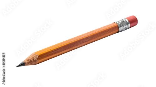 Pencil Mockup with Eraser for School and Office Use, Isolated on White, Transparent Background, PNG File, Hand Edited Generative AI
