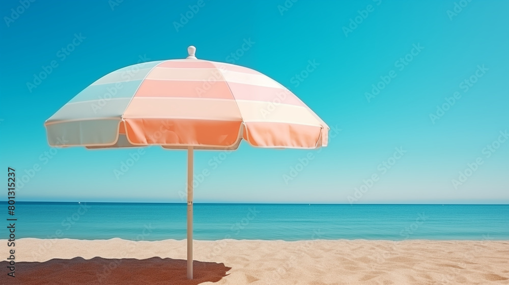 Beach Umbrella on a Clean Pastel Beach Umbrella on a Clean Pastel
