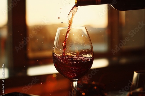 Pouring wine to a glass of wine