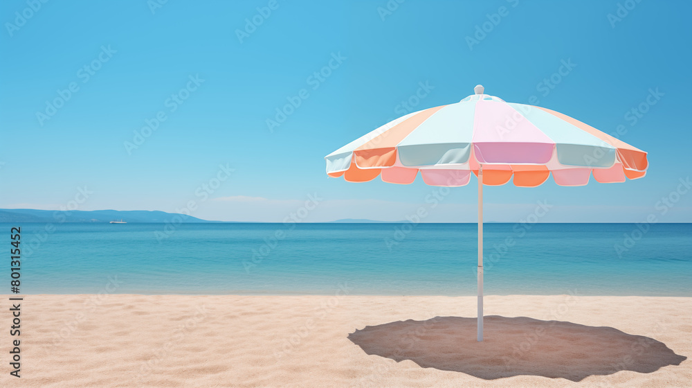 Beach Umbrella on a Clean Pastel Beach Umbrella on a Clean Pastel