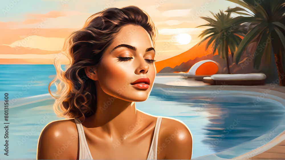 Beautiful Lady on the Beach at Sunset. Sunset Beauty by the Sea: Woman ...