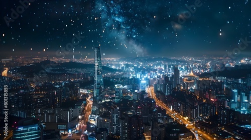 Wallpaper Mural Twinkling Lights and Iconic Skyscrapers Illuminate the Vibrant Nightscape of Seoul's Thriving Urban Torontodigital.ca