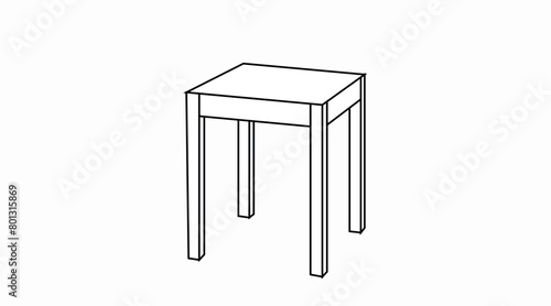 Vector Isolated Black and White Illustration of a Wooden Stool