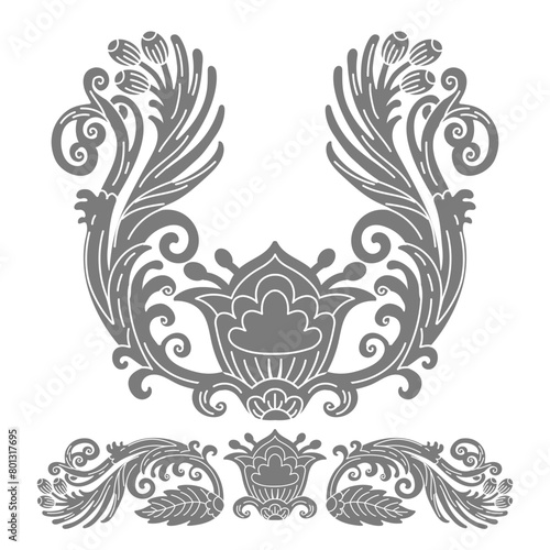 Abstract ornate floral vector isolated illustration