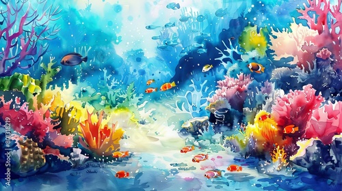 underwater paradise a vibrant coral reef with a variety of colorful fish  including orange  yellow 