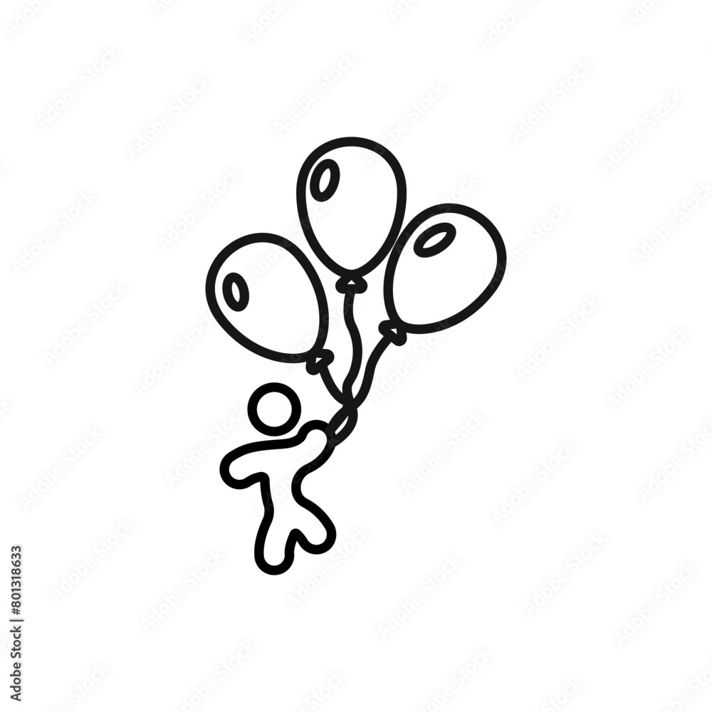 Balloons vector set of black icons. Man holding a balloon vector. School holiday vector. Man with balloons outline icon. Vector illustration. Balloons vector set of black icons. Man holding a balloon vector. School holiday vector. Man with balloons outline icon. Vector illustration.