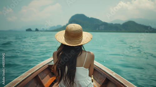Asian woman traveling by boat © Desinage