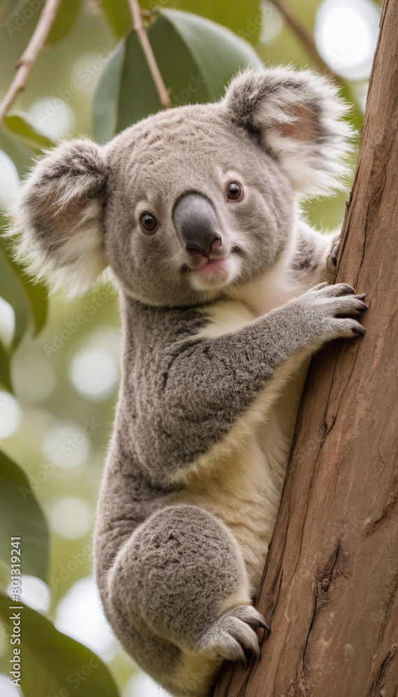 Cute Koala Clinging to a Tree Cute Koala Clinging to a Tree