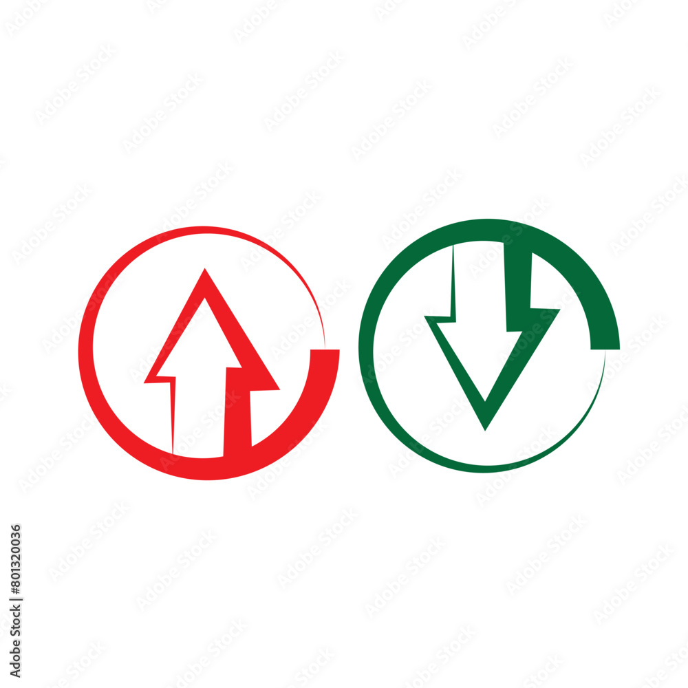 Green Up Arrow, Red Down Arrow icon eps10 Green Up Arrow, Red Down Arrow icon eps10