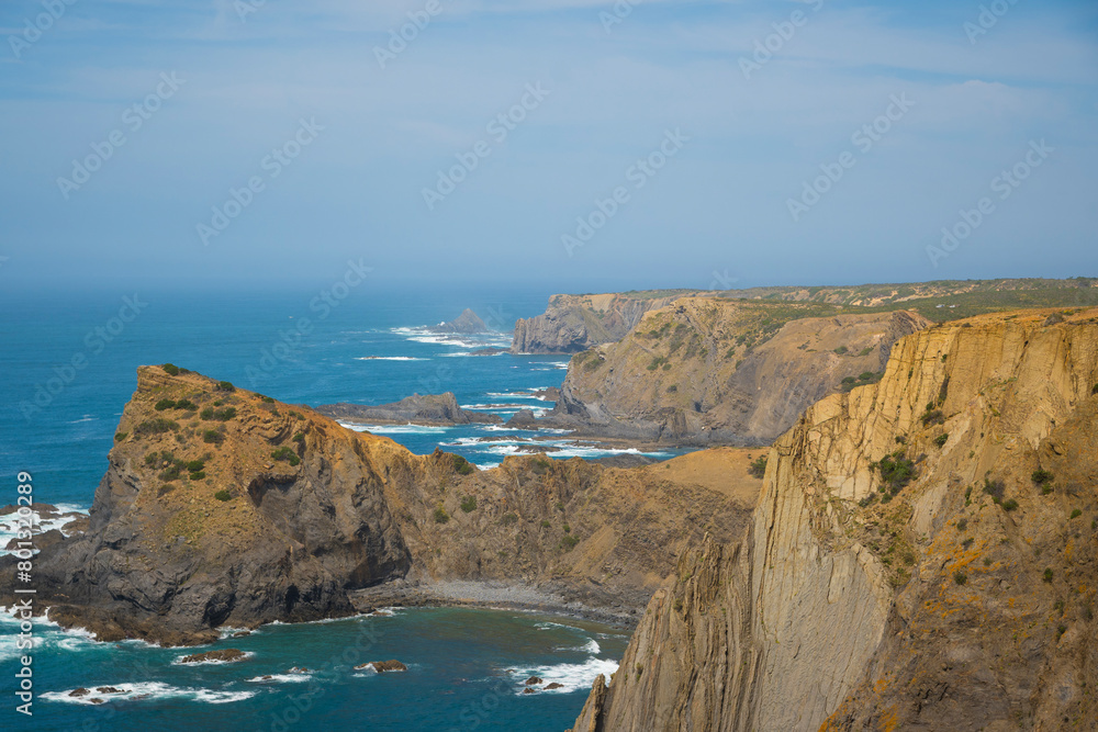View on the western coastline, Vicentine Coast, of the Algarve in Portugal