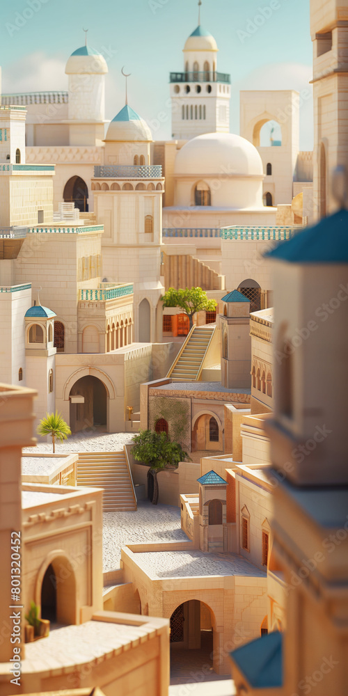 Fototapeta premium 3d old middle east city architecture illustration