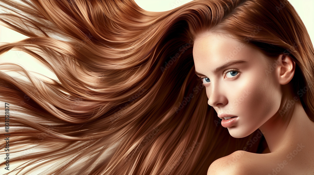 Beautiful woman with healthy and sleek long hair for hair beauty products commercial. Beautiful woman with healthy and sleek long hair for hair beauty products commercial.