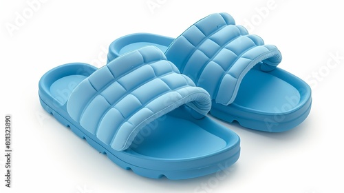 An isolated pair of toddler pillow slide sandals against a white background. For both boys and girls, foam slippers © Zahid