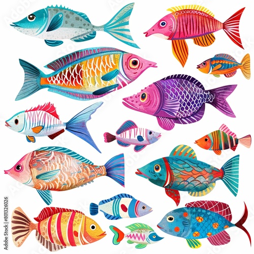 collection of clipart drawings of ocean fishes