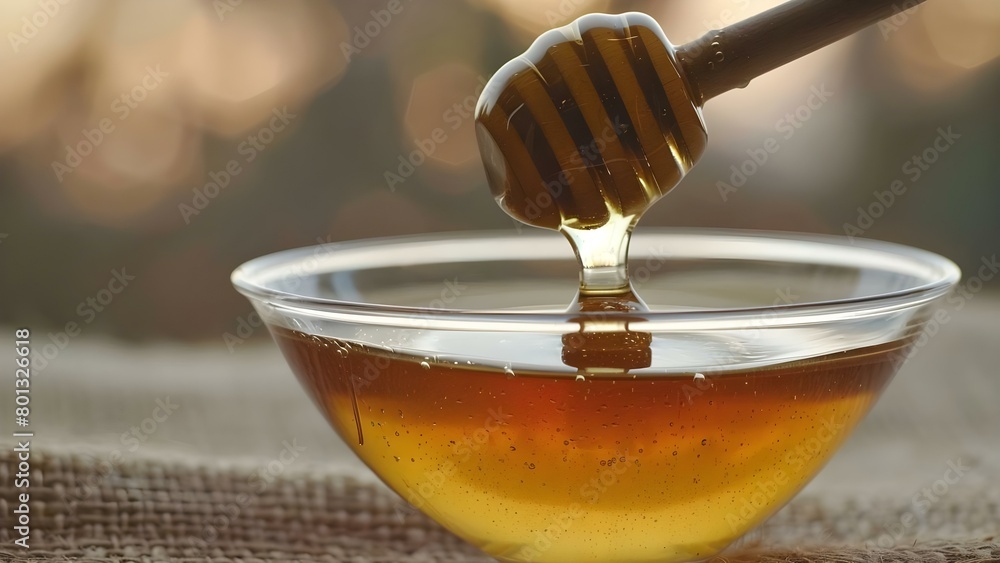 Honey being Poured into a Glass Bowl. Concept Food Photography, Sweet Treats, Cooking Ingredients, Kitchen Creations, Recipe Inspiration Honey being Poured into a Glass Bowl. Concept Food Photography, Sweet Treats, Cooking Ingredients, Kitchen Creations, Recipe Inspiration