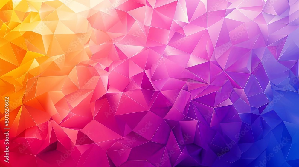 a colorful polygonal background with a red, yellow, green, and blue color scheme