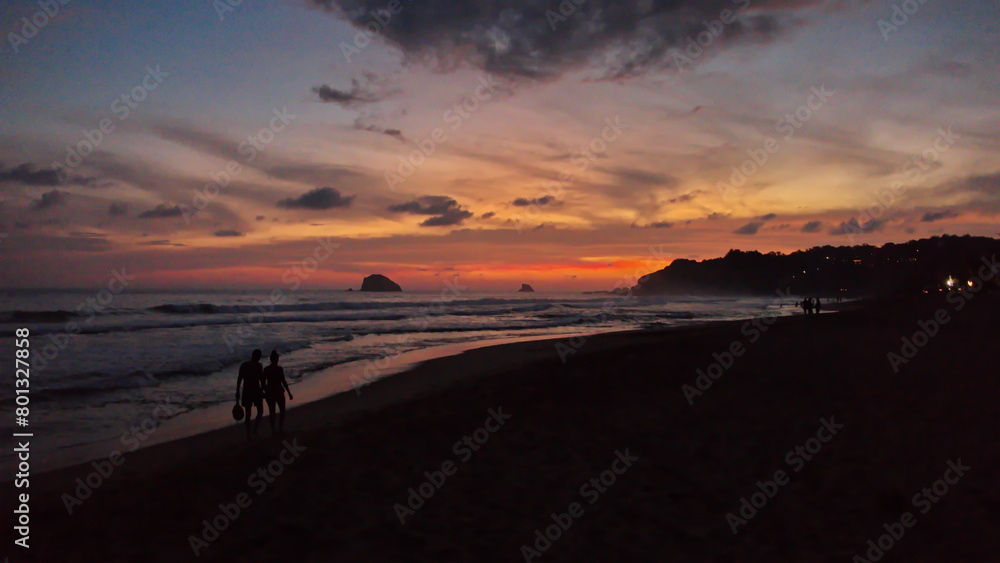 Sunset over the beach in Zipolite, Mexico Sunset over the beach in Zipolite, Mexico