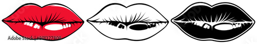 set female red lips icon. kiss lips symbol vector