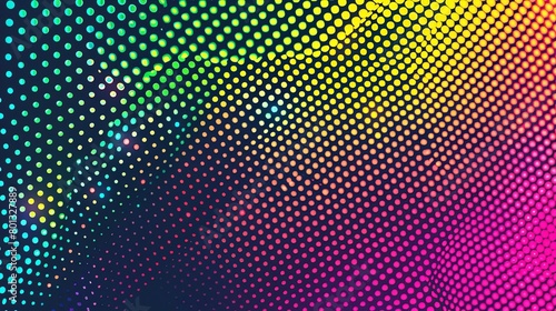 a colorful array of dots in different sizes and colors arranged in a row from left to right