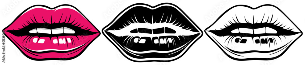 set beautiful feminine lips icon design vector illustration