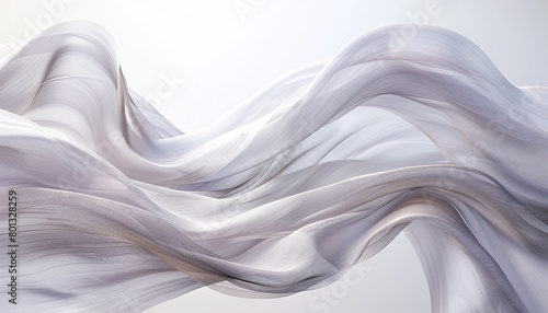 Crisp linen wave abstract, light and airy crisp linen wave flowing on a white background. photo