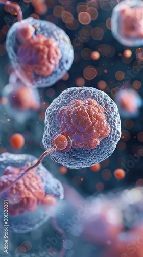 Macro Perspective of a Hematopoietic Stem Cell in a D Rendered Laboratory Setting
