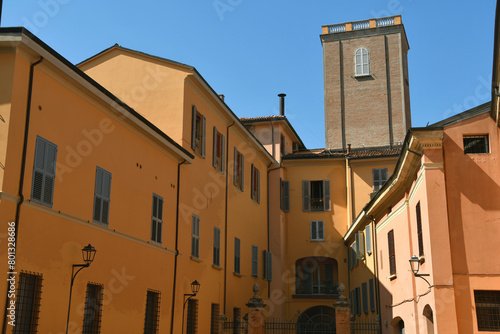 The towers of Bologna are structures with both military and aristocratic functions of medieval origin; the Asinelli Tower, Garisenda Tower and Azzoguidi Tower are famous. photo