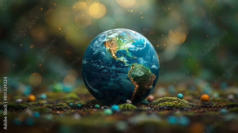 Global Harmony: A Vivid Depiction of Earth and Icons Global Harmony: A Vivid Depiction of Earth and Icons