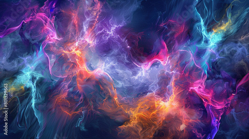 Electromagnetic field disturbances visualized as a dynamic, colorful abstract painting. photo