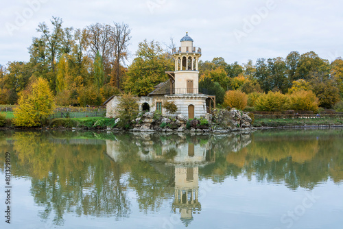 Versailles, France. The Marlborough Tower in the domains of Marie Antoinette in the park of the Palace of Versailles. photo