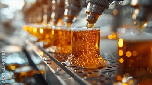 Filtration and Clarification: A real photo shot depicting beer being filtered and clarified to remove impurities and achieve clarity, maintaining naturalness in the filtration process.