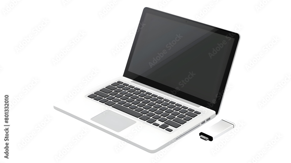 USB Flash Drive with Laptop Computer for Data Storage and Technology, Isolated on White, Transparent Background, PNG File, Hand Edited Generative AI USB Flash Drive with Laptop Computer for Data Storage and Technology, Isolated on White, Transparent Background, PNG File, Hand Edited Generative AI