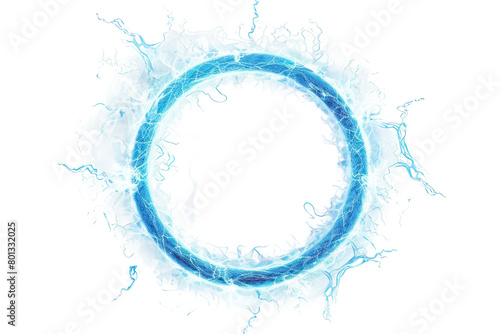 Ethereal Electric Blue Ring with Glowing Energy Isolated on Transparent Background