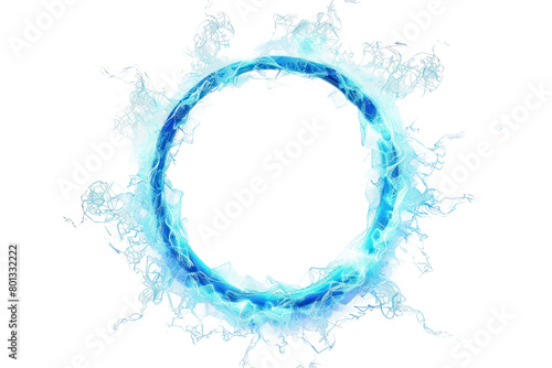 Ethereal Electric Blue Ring with Glowing Energy Isolated on Transparent Background