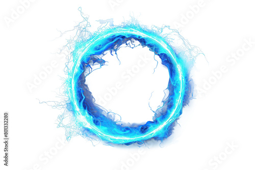 Ethereal Electric Blue Ring with Glowing Energy Isolated on Transparent Background