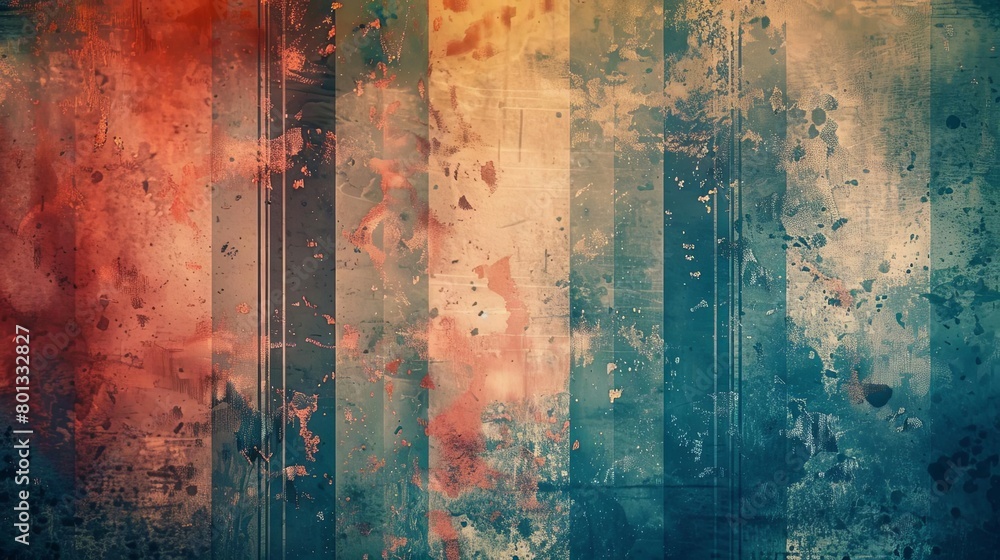 a grunge background with a red, blue, and green color scheme