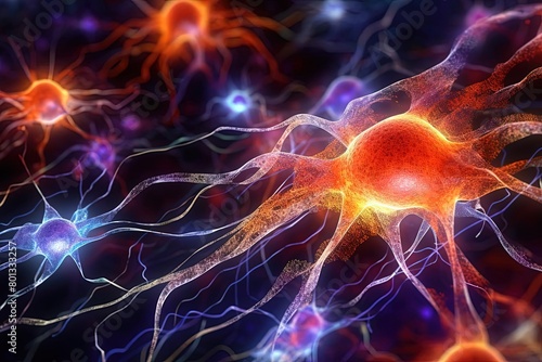 Interconnected Neurons: Microscopic Cell Photo - Close-Up