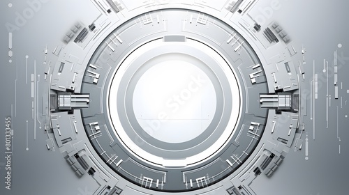 Grey white Abstract technology background with various technology elements Hi-tech communication concept innovation background Circle empty space for your text