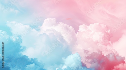 a colorful sky with fluffy white and blue clouds photo