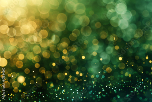 Olive Green Glitter Defocused Abstract Twinkly Lights Background, glowing blurred lights with earthy olive shades.