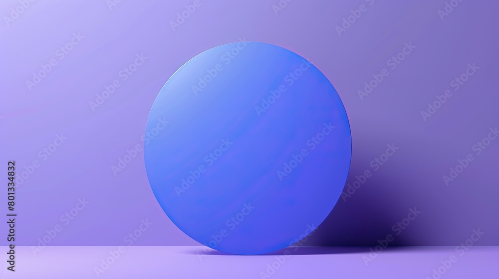 Blue circle on the purple floor with purple background.