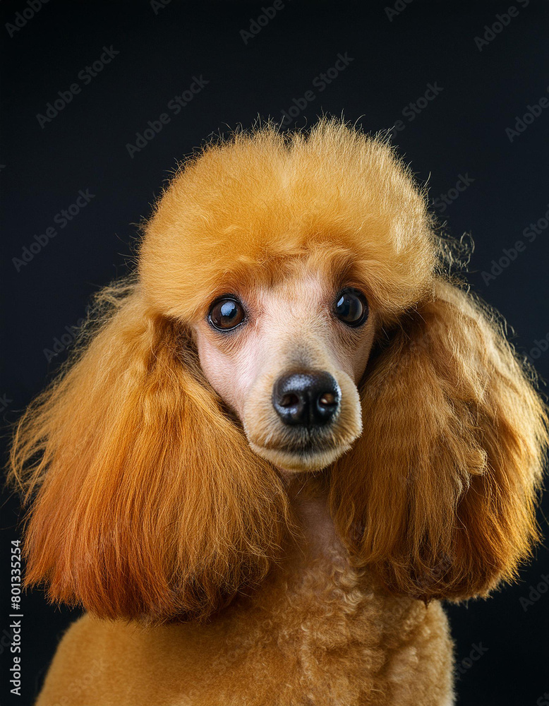 Portrait de caniche sur fond noir Portrait de caniche sur fond noir