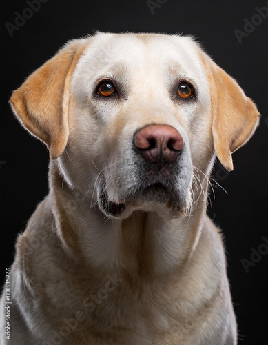 Portrait de labrador sur fond noir