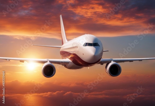 'sunset airplane jet sky flying aeroplane travel flight silhouette aircraft fly jetliner plane background cloud cloudscape colourful dawn evening landscape'